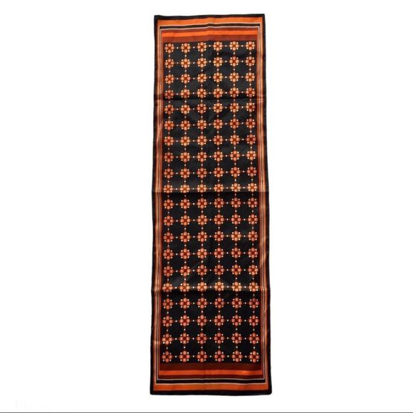 Vintage La Dear Japanese geometric print orange rectangular scarf 70s 80s Japan - Picture 2 of 9